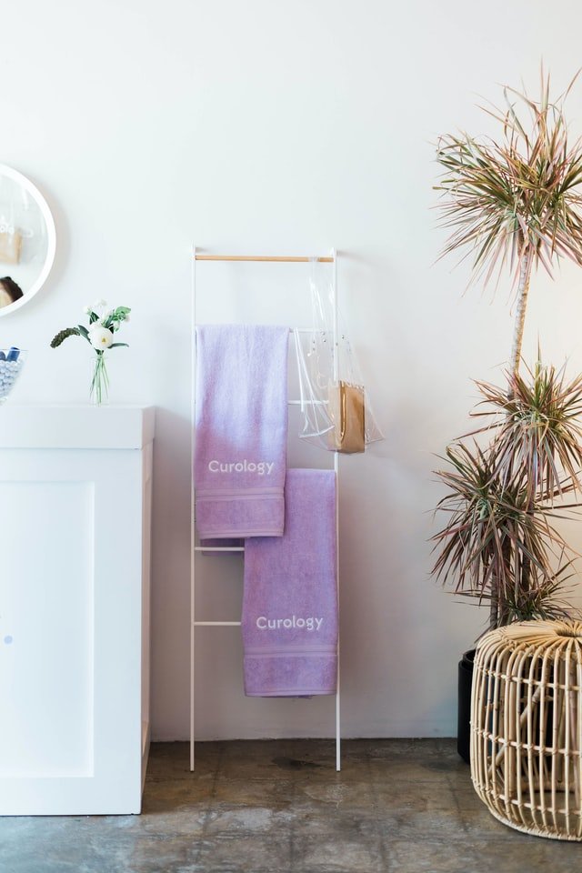 ladder storage to spruce up rental bathroom