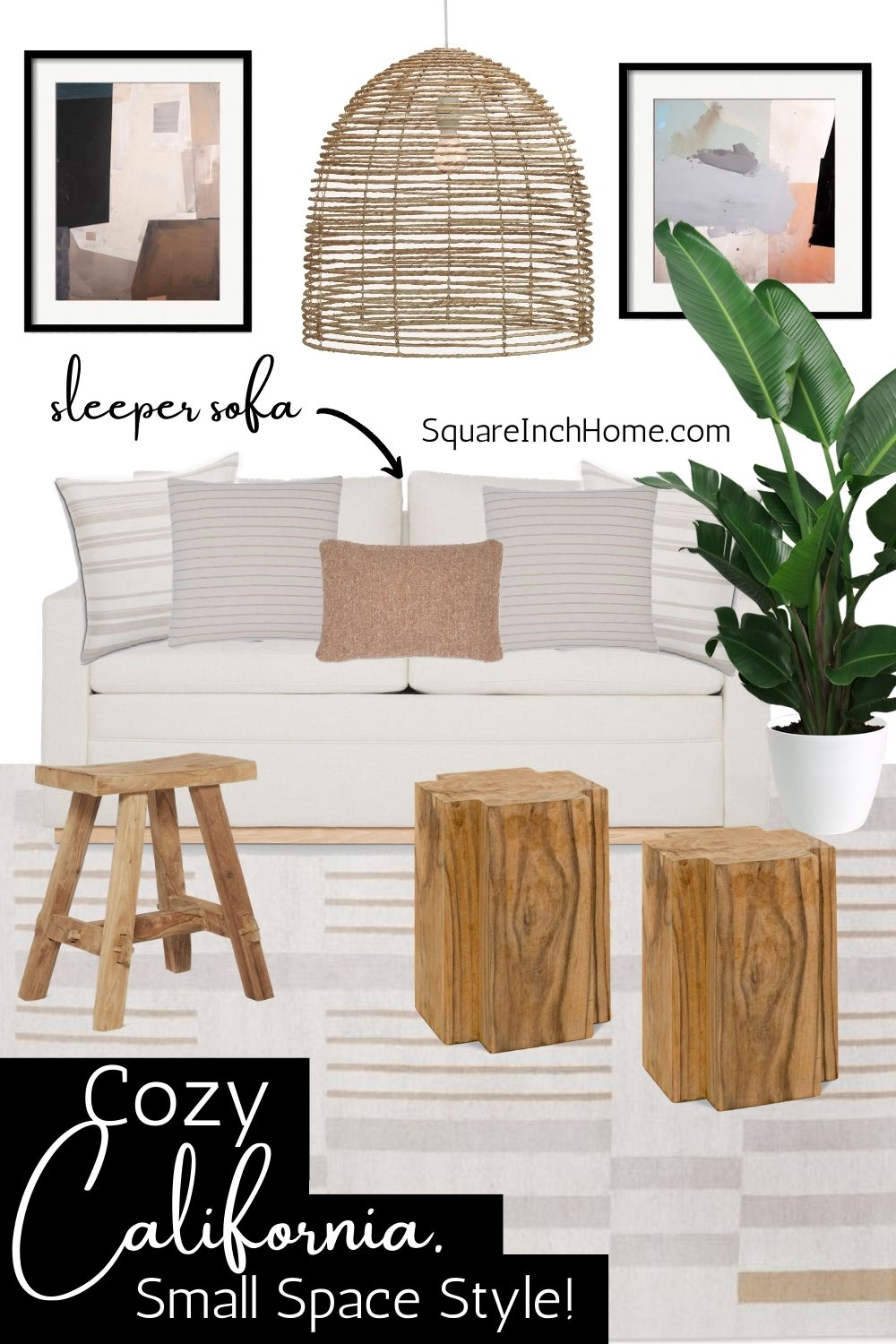 small california living room decor mood board