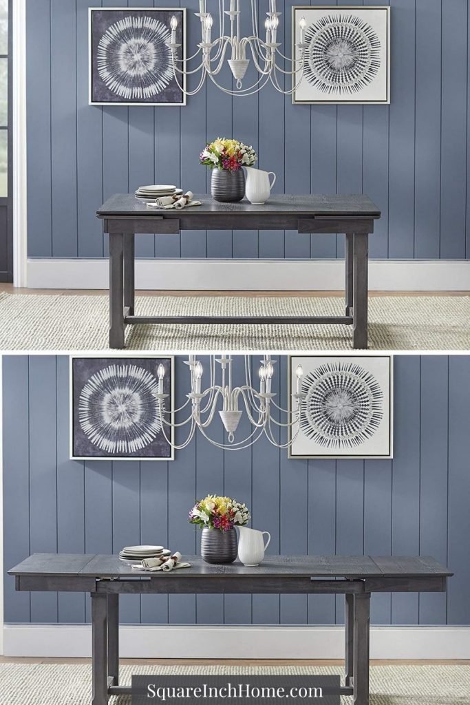 weathered gray extendable dining table