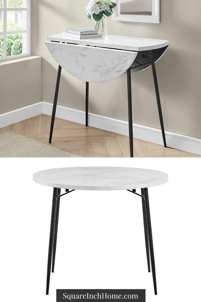 white marble drop leaf dining table for small spaces