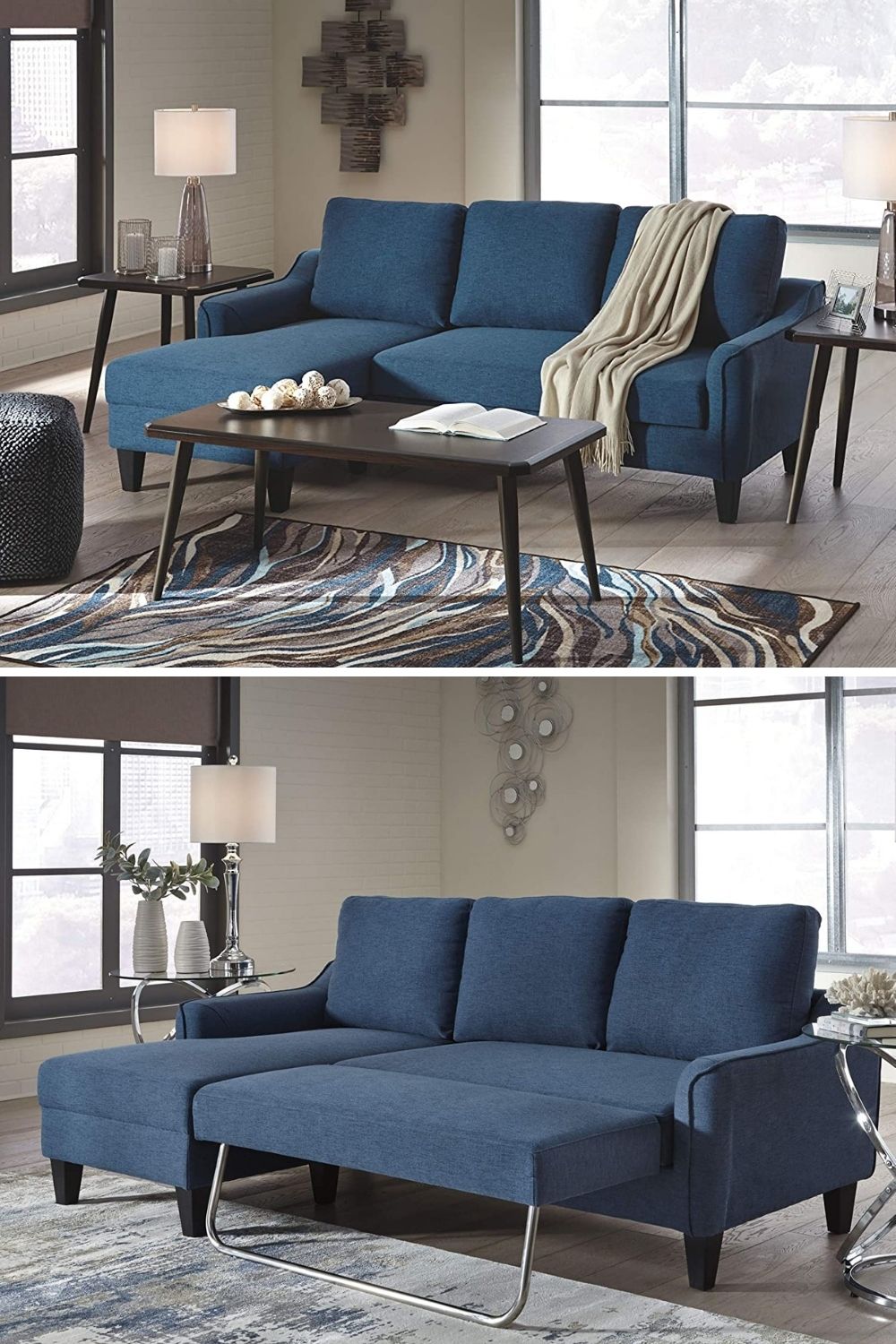 Blue Sectional Sleeper Sofa For Small Apartments 