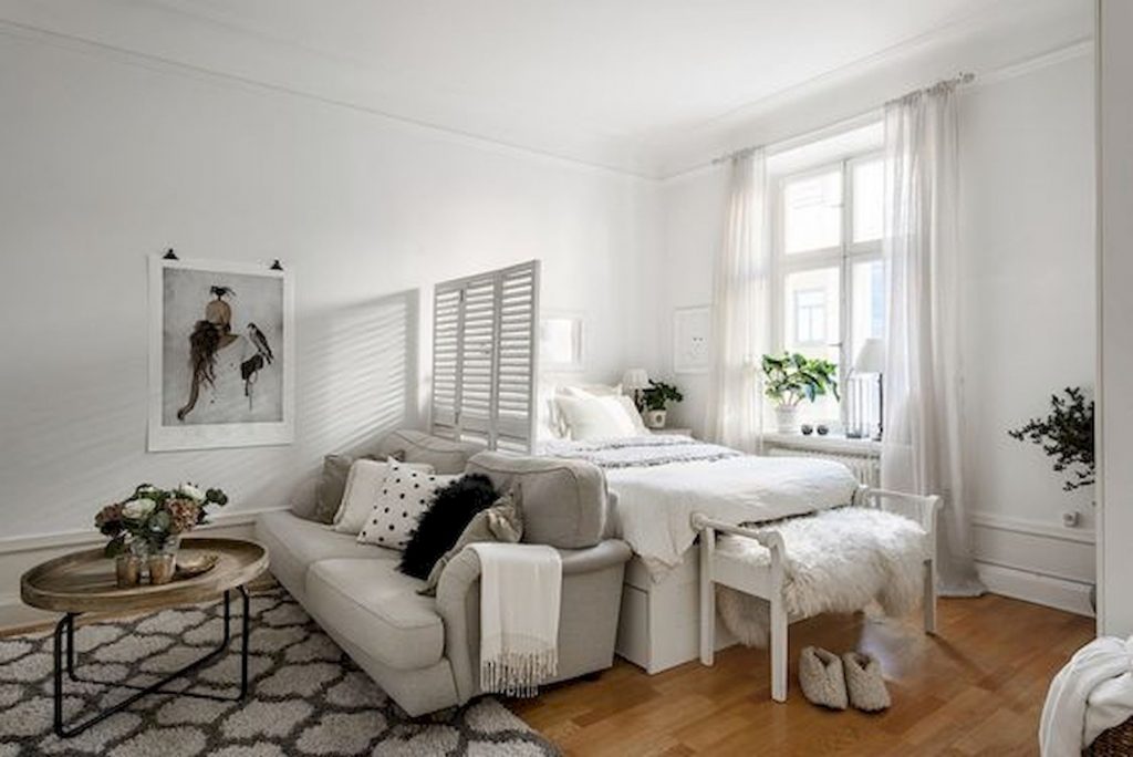black and white studio apartment layout