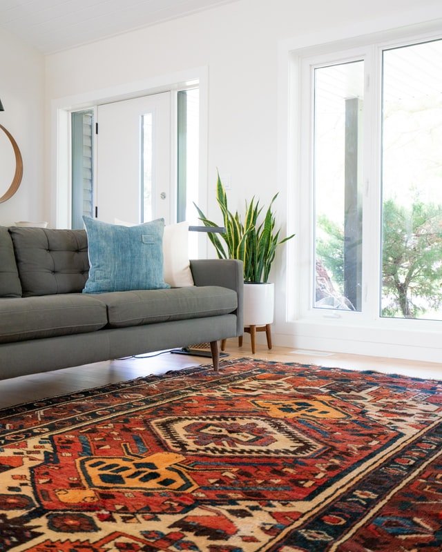 large rug in small living room