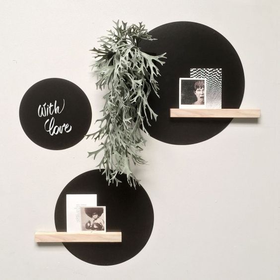 Black wall decal color blocking shelves