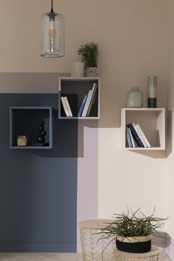 Color blocking ideas for shelves