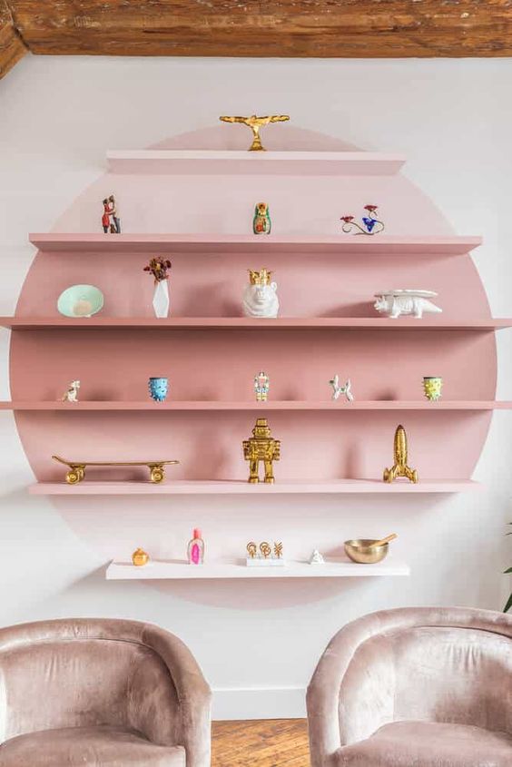 pink ombre color blocking shelves