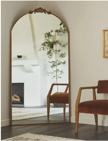 oversized antique arched floor mirror