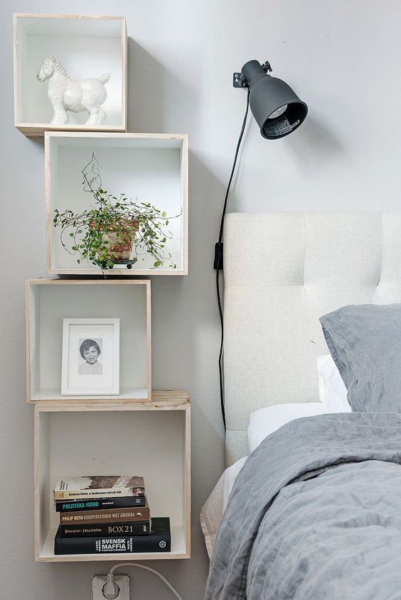 DIY nightstand alternative for small bedroom