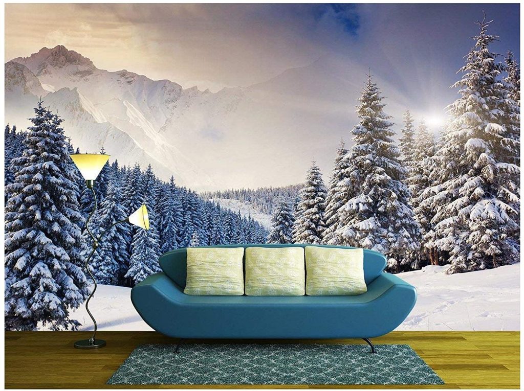 winter forest landscape wallpaper mural