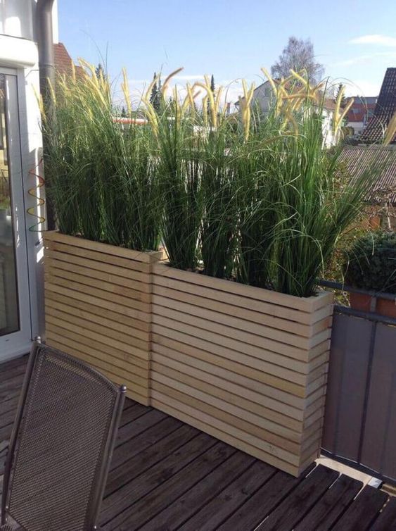 narrow planter box for privacy on small balcony