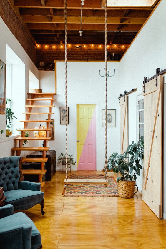 boho loft with swing