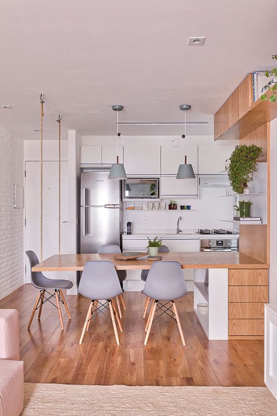 built-in dining table in small kitchen