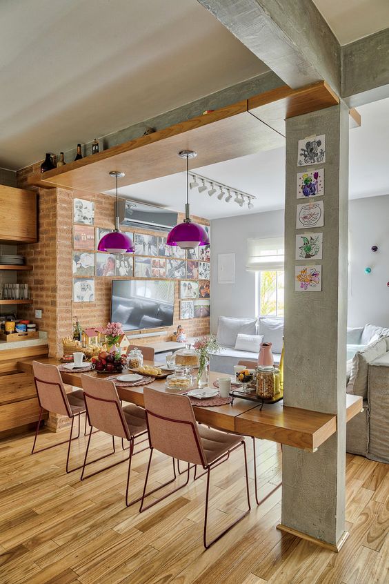 built-in dining table in kitchen