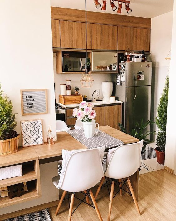 small kitchen table mounted to the wall 