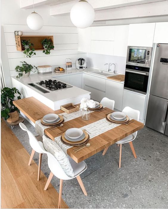 small kitchen island with dining table extension