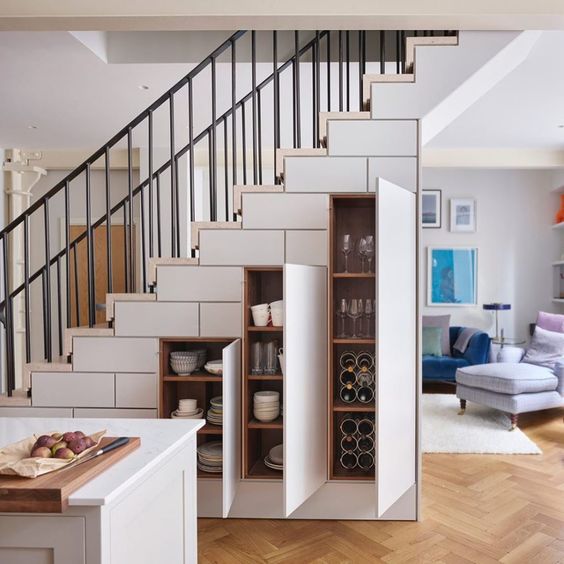 Kitchen storage under the stairs